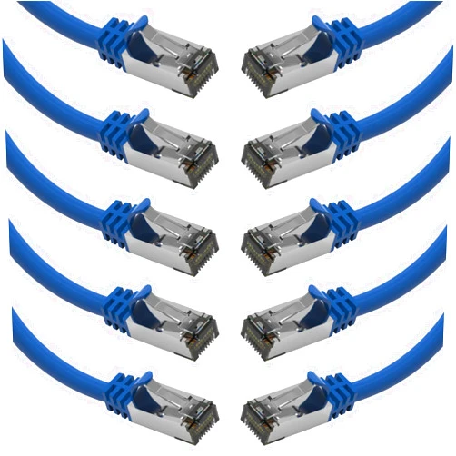 Beszin [50 Micron Gold Plated 3Ft Cat.8 S/FTP SHIELDED Ethernet Network Cable Blue 26AWG- 10 Pack