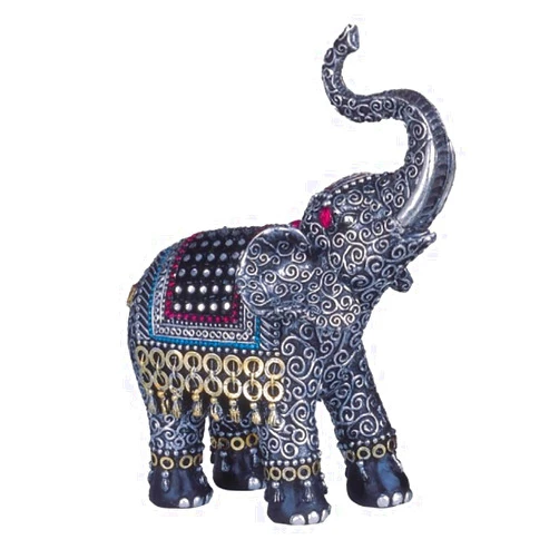 George S. Chen Imports SS-G-88051 Black Thai Elephant With Trunk Raised Collectible Figurine Statue