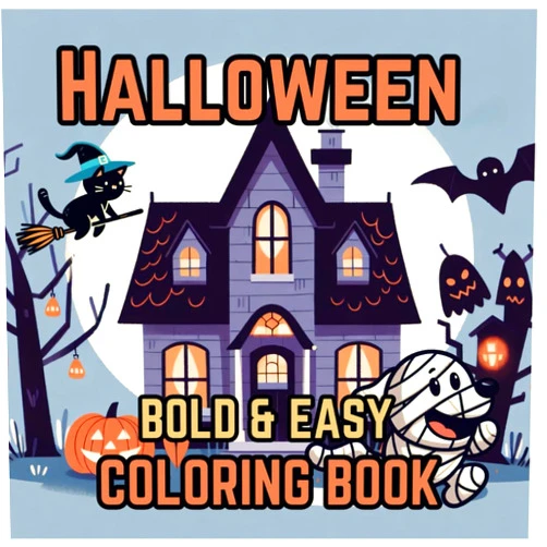 PHETRA EADTHONGSAI Halloween Bold & Easy Coloring Book: 40 easy-to-color pages for relaxing and stress free coloring, big and simple design for kids and adults.