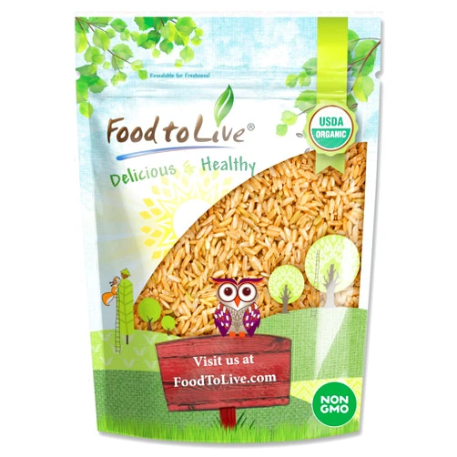 Food to Live Organic Brown Basmati Rice, 1 Pound – Non-GMO, Whole Grain, Long-Grain Rice Variety, Fragrant, Kosher, Vegan, Bulk. Less Starch Content. High in Dietary Fiber. Great for Making Stir-Fries, Curries