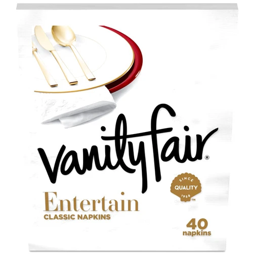 Vanity Fair Entertain Paper Napkins, 320 3-Ply Disposable Napkins, Dinner Size (8 packs of 40 Napkins) 320 Count