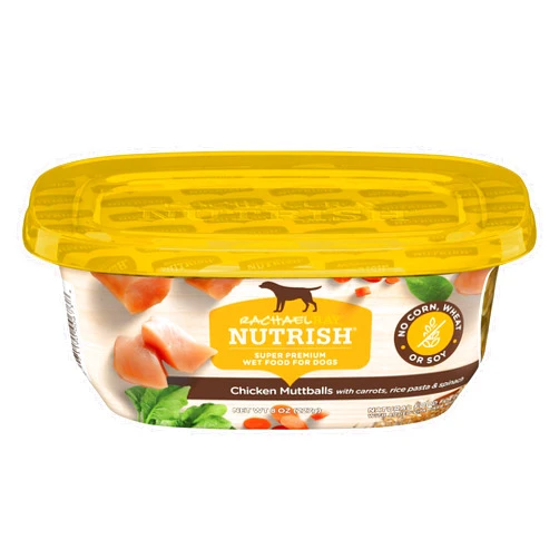 Nutrish Rachael Ray Premium Natural Wet Dog Food with Added Vitamins & Minerals, Chicken Muttballs Recipe, 8 Ounce Tub (Pack of 8)