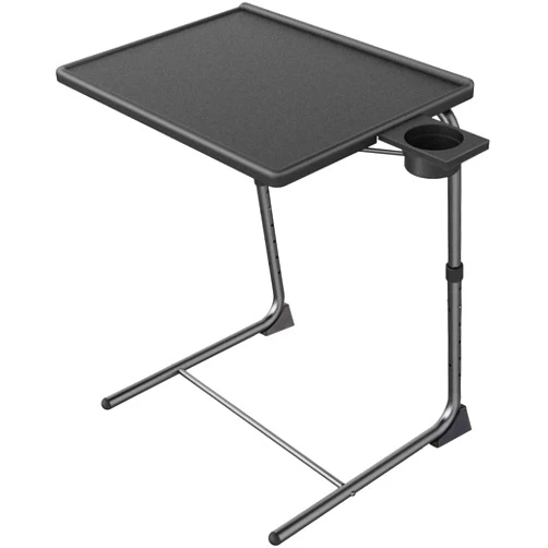 HUANUO Adjustable TV Tray Table - TV Dinner Tray on Bed & Sofa, Comfortable Folding Table with 6 Height & 3 Tilt Angle Adjustments (Black)
