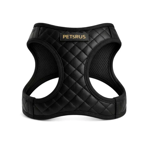 PETsRUS Step in Dog Cat Harness Lightweight Breathable Mesh Soft Padded Pet Vest Vegan Leather Choke Free Escape Proof for Small Medium Dogs (Black, Small)