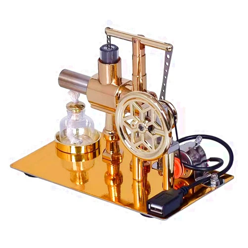 DHliIQQ Hot Air Stirling Engine Motor Model,Electricity Power Generator LED Lights Kit,Metal Stirling Engine External Combustion Engine Motor,Desktop Educational Physics Experiment Kit