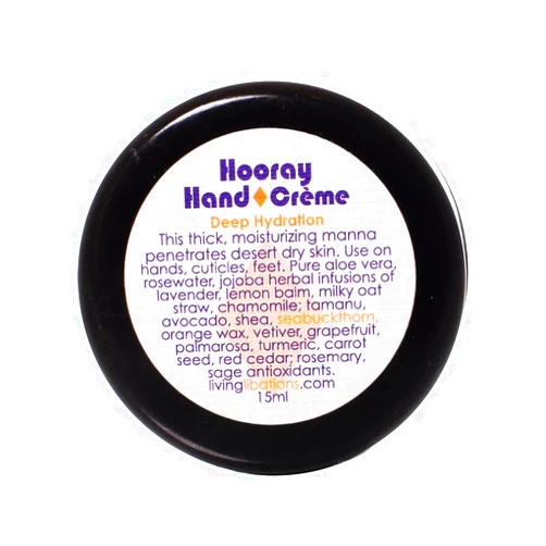 LIVING LIBATIONS - Organic Hooray Hand Crème | Natural, Wildcrafted, Vegan Clean Beauty (0.5 oz | 15 ml)