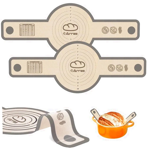ARRAS Silicone Bread Sling For Dutch Oven, 2 Pcs Reusable Silicone Bread Mat With Long Handle To Transfer Sourdough, Non-Stick & Easy To Clean Dutch Oven Liner