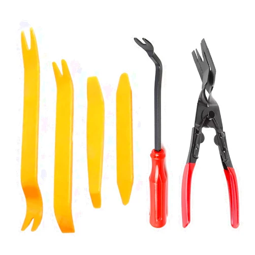 YSPAMER 6Pcs Auto Fastener Remover, Panel Clip Pliers Trim Rivet Removal Tool Plastic Pry Tool Kit for Automotive Door Panel, Upholstery, Dashboard, Plastic Fasteners