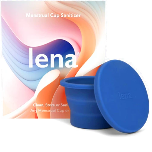 Lena Menstrual Cup Sterilizer Case, Compact, Collapsible Silicone Container for Cleaning Period Cup & Menstrual Disc, Travel, Home and Dorm, Menstrual Cup Cleaner, Feminine Care, Dark Blue