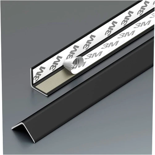 ENWIND Floor Transition Strip Walkers Entry Ramp, Black Corner Guards for Walls, Metal Aluminum Wall Corner Protector Self Adhesive, Living Room Bedroom Bathroom Doorway Decor 90-Degree Angle Edge Trim Strip