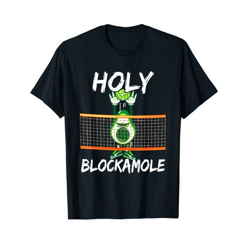Cute Witty Avocado Volleyball Lover DressedForDuty Holy Blockamole Funny Volleyball Block Avocado T-Shirt