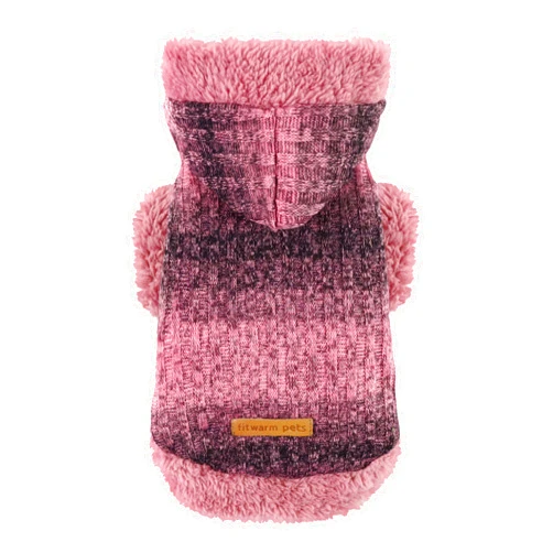 Fitwarm Fuzzy Dog Sweater, Knitted Winter Dog Clothes for Small Dogs Girl, Pet Cat Hooded Outfit, Heather Pink, Black, Large
