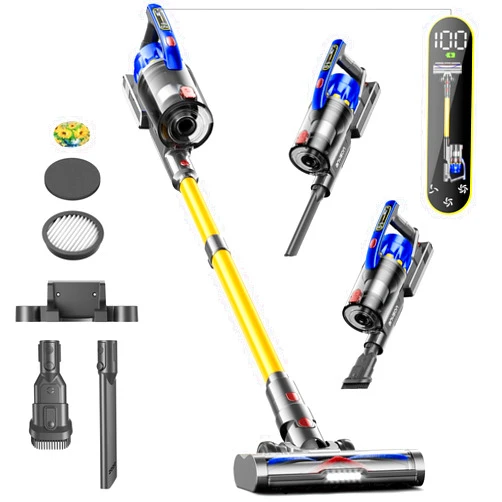 MUTGOF Cordless Vacuum Cleaner, 45Kpa 550W Vacuum Cleaners for Home, Max 60Mins Cordless Stick Vacuum with LED Screen, Dual Handle Anti-Tangle Rechargeable Cordless Vacuum for Hard Floors/Pet Hair/Carpet