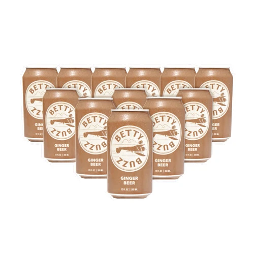 Betty Buzz Ginger Beer, Premium Sparkling Soda by Blake Lively (12 pack Cans) | Natural Flavors & Sweeteners, Only Clean Ingredients