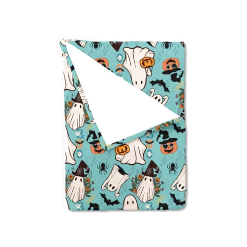 HawSkgFub Blue Halloween Ghost Jack O Lantern Baby Blanket for Boy Girl Gift, Nursery Neutral Spooky Boo Flannel Fleece Bed Blankets, Soft Lightweight Holiday Toddler Newborn Kid Crib Bedding 30 x 40