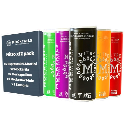 Mocktails Nitro Variety Pack | Award-Winning Non-Alcoholic, Non GMO, Low Calorie, Vegan | 12 x 200ml