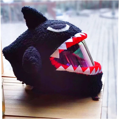 ALLFRA Cute Furry Helmet Cover, Motorcycle Headgear for Outdoor Fun Personalized Riding Motorcycle, Motocross Full Face Helmet,G