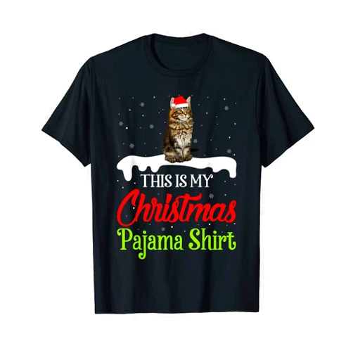 Christmas American Curl Lover Gifts Pajama This Is My Christmas Pajama Shirt American Curl Cat T-Shirt