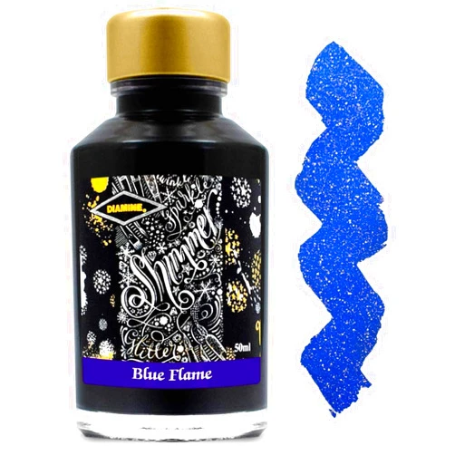 Diamine Fountain Pen Bottled Ink, 50ml - Shimmering Blue Flame