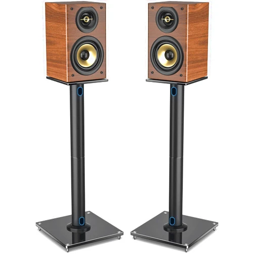 Rfiver Upgraded 45° Swivel Speaker Stands Pair for Surround Sound, Heavy Duty 28 Inch Bookshelf Speaker Stand Each Holds 22lbs Large Speaker, Floor Speaker Stand Built-in Cable Management, 1 Pair