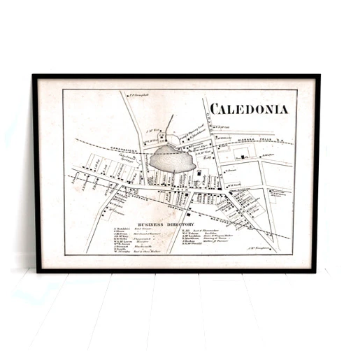 MG Global Historical Poster of Old 1858 Town of Caledonia Livingston County New York | 11x17 12x18 16x24 24x36 Unframed Print Wall Art for Gift | Vintage Antique Rustic Home Office Decor