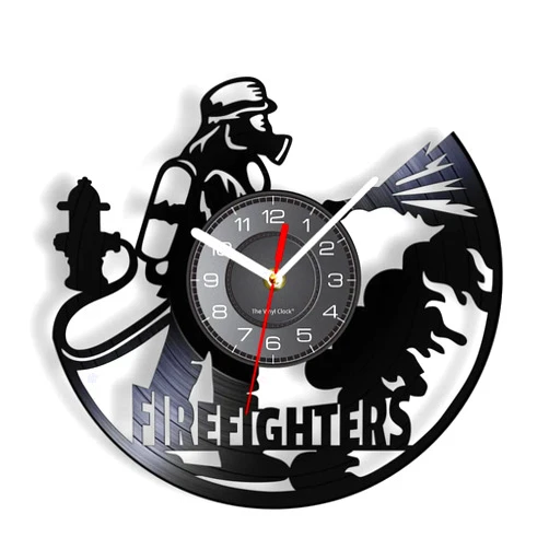 ZSWCCP Wall Clock 12 inch Firefighters at Work Fire Protection Rescue Modern Design Wall Clock for Control Department Fireman Silent Swept Watch Decor for Modern Home Fecor