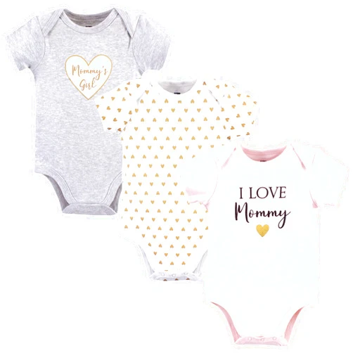 Hudson Baby Unisex Baby Cotton Bodysuits Baby and Toddler T Shirt Set, Girl Mommy, 3-6 Months US