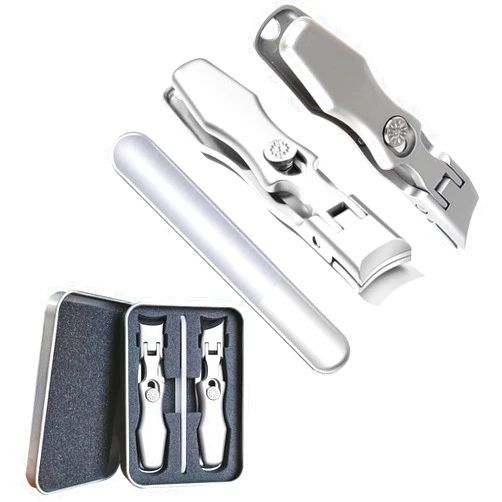 Yowfut Ultra Wide Jaw Opening Nail Clippers, German Nail Clippers for Men, Telescopic Nail Clippers, Toenail Clippers for Seniors, Portable Ultra Sharp Nail Clippers, Anti Splash Nail Clipper (Silver A+B)