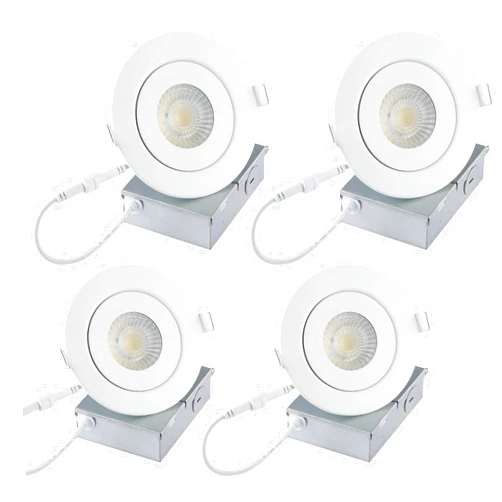 GREENLUX 4 Inch Gimbal Led Recessed Light,9W CRI90+ 650Lm ETL Listed,2700K/3000K/3500K/4000K/5000K Dimmable Eyeball Recessed Lighting (4 Pack)