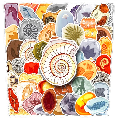 LIFEPAL Fossil Stickers |50Pcs Fossil Waterproof Vinyl Decals for Water Bottles Laptop Luggage Cup Computer Mobile Phone Skateboard