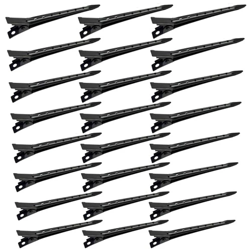 Bantoye 24 Packs Duck Bill Clips, Bantoye 2.75 Inches Rustproof Metal Alligator Curl Clips with Holes for Hair Styling, Hair Coloring, Black