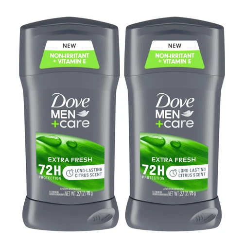 DOVE MEN + CARE Dove Men+Care Extra Fresh Men's Antiperspirant Deodorant Stick Extra Fresh Twin pack With 72-hour sweat & odor protection with 1/4 Moisturizing Cream & Long-lasting Citrus Scent 2.7 oz