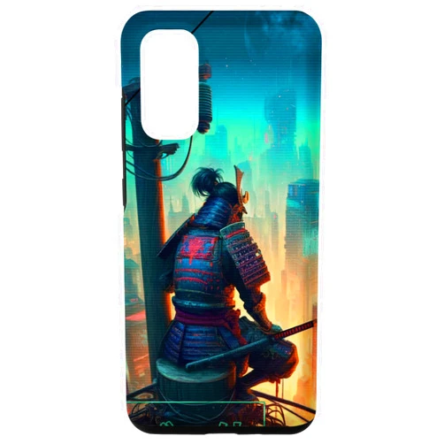 The Ghost Samurai Sword Galaxy S20 Ninja Samurai Electric Pole in Japanese retro Cyberpunk City Case