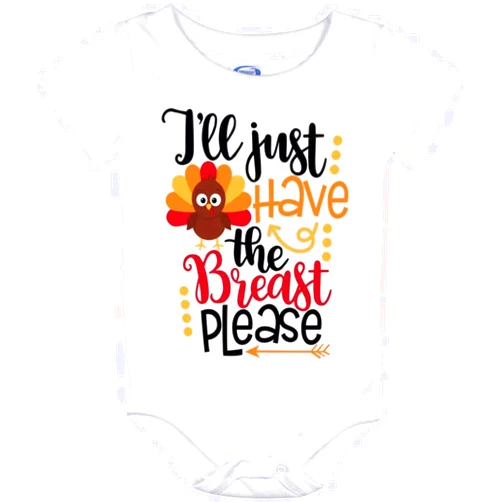 Arupkeer Kiss Cervical I'll Just Have The Breast Please Baby Bodysuit, Thanksgiving Gift Baby Girl Shirt,3-6M Multicolor