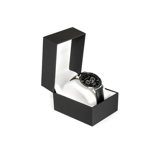 Prestige & Fancy Premium Black Watch Gift Box with Pillow – Single Watch case Storage Box PU Wristwatch Display Case Organizer for men and women for Christmas, Birthdays, Anniversary (Black)