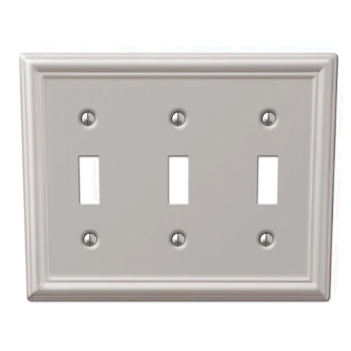 Westek Amerelle Chelsea Triple Toggle Steel Wallplate in Brushed Nickel