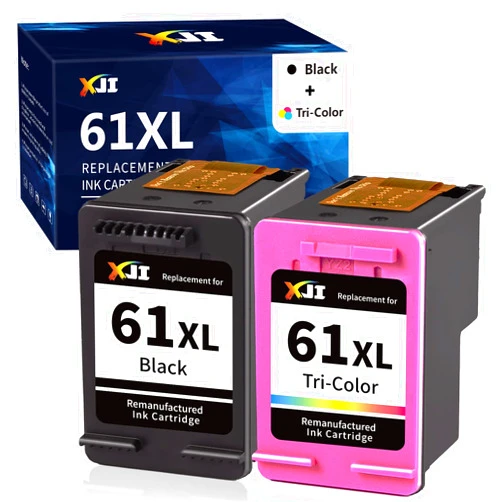 XJI Remanufactured Ink Cartridges Replacement for HP Ink 61 XL 61XL HP61 HP61XL Combo Pack, for Envy 4500 4502 5530 OfficeJet 4630 DeskJet 1000 1010 2540 3000 3050 Printer(Black Tri-Color, 2 Pack)