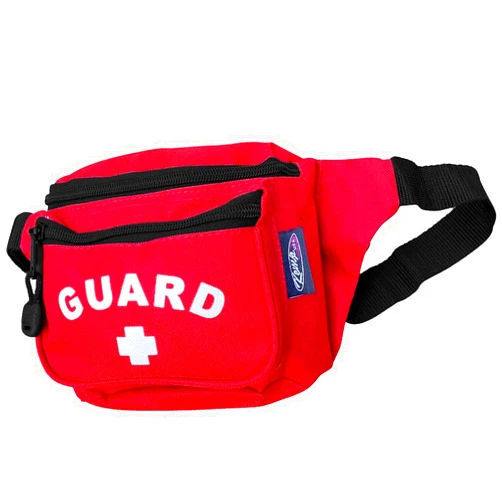 Kemp USA – Lifeguard Fanny Pack/Hip Pack with GUARD Logo - Water-Resistant and Durable Waist Bag for Medical Supplies & Lifeguard Gear - Red
