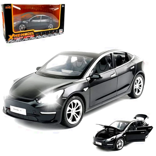 EROCK 1:24 Scale Tesla Model 3 Alloy Car Model Diecast Toy Vehicles for Kids, Tesla car Model，Pull Back Alloy Car with Lights and Music,Gifts for Boys and Girls.