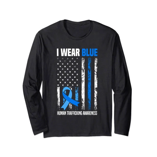 Usa flag human trafficking Awareness usa flag In January we Wear blue human trafficking Awareness Long Sleeve T-Shirt
