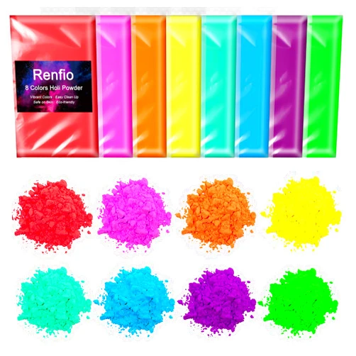 Renfio Holi Powder,8 Pack X 3.5oz(100g) Color Run Powder Rangoli Color Bulk,Natural Colored Powder Paint Chalk Powder for Gender Reveal Smoke Bombs,Diwali,Fundraisers,Festivals,Color War,Photoshoot