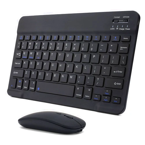Acolarid Rechargeable Bluetooth Keyboard and Mouse Combo Ultra-Slim Portable Compact Wireless Mouse Keyboard Set for Android Windows Tablet Cell Phone iPhone iPad Pro Air Mini, iPad OS/iOS 13 and Above (Black)