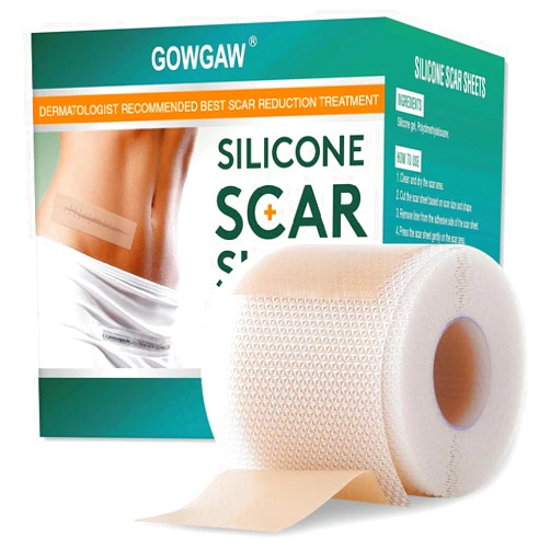 Gowgaw Medical Grade Silicone Scar Sheets, Silicone Scar Tape (1.6”x 60” Roll-1.5M), Professional Scar Removal Treatment, Reusable Silicone Scar Strip for Keloid, C-Section, Surgery, Burns, Acne Etc