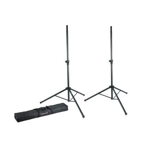 Gator Frameworks Standard Speaker Stand Set; Includes (2) Speaker Stands and Nylon Carry Bag (GFW-SPK-2000SET),Black