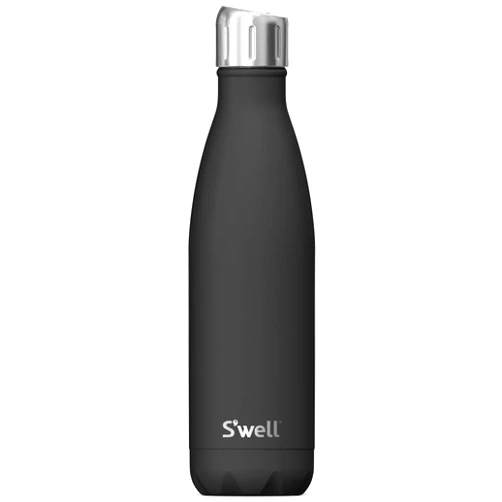 S'well Stainless Steel Water Bottle with Sports Cap, 17oz, Onyx, Triple Layered Vacuum Insulated Containers Keeps Drinks Cold for 36 Hours and Hot for 10, BPA Free, Perfect for On the Go