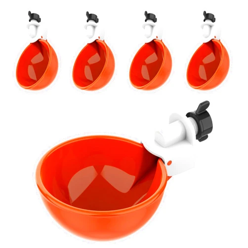Lil'Clucker (5 Pack) Lil Clucker Large Automatic Chicken Waterer Cups | Chicken Water Feeder Suitable for Chicks, Duck, Goose, Turkey and Bunny | Poultry Water Feeder Kit (Orange)…