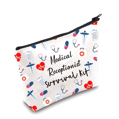 TSOTMO Medical Receptionist Gift Doctor Nurse Gift Healthcare Gift Medical Assistant Zipper Pouch Gift Medical Staff Gift Medical Appreciation Gift (Medical Recep)