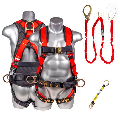 Palmer Safety Fall Protection Hammerhead Kit I 5pt Safety Harness, 6' Double Leg Lanyard, 18