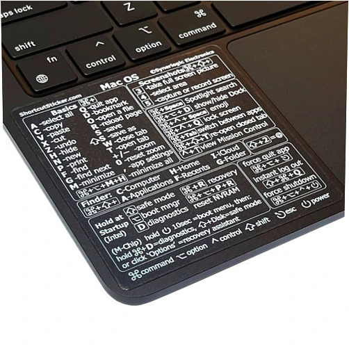Synerlogic Mac OS Shortcuts Sticker | Mac Keyboard Stickers for Mac OS | No-Residue Clear Vinyl MacBook Stickers for Laptop | MacBook Shortcut Stickers for 13-16