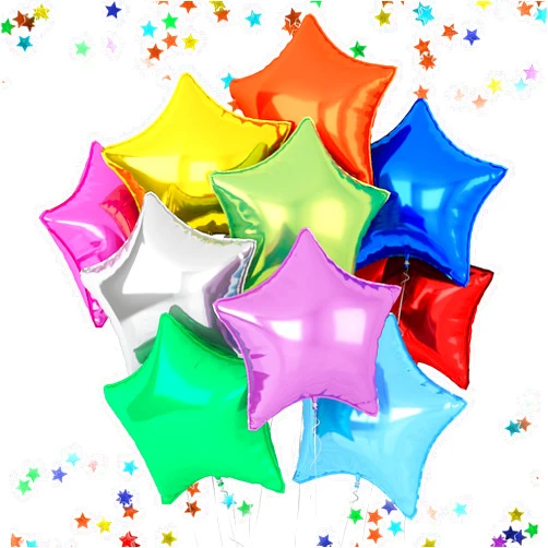 FEYG Star Foil Balloons, 10 pcs/Set, 18 Inches, Colorful, for Helium, Party Decorations, Birthday, Wedding, Graduation, Wide Occasions